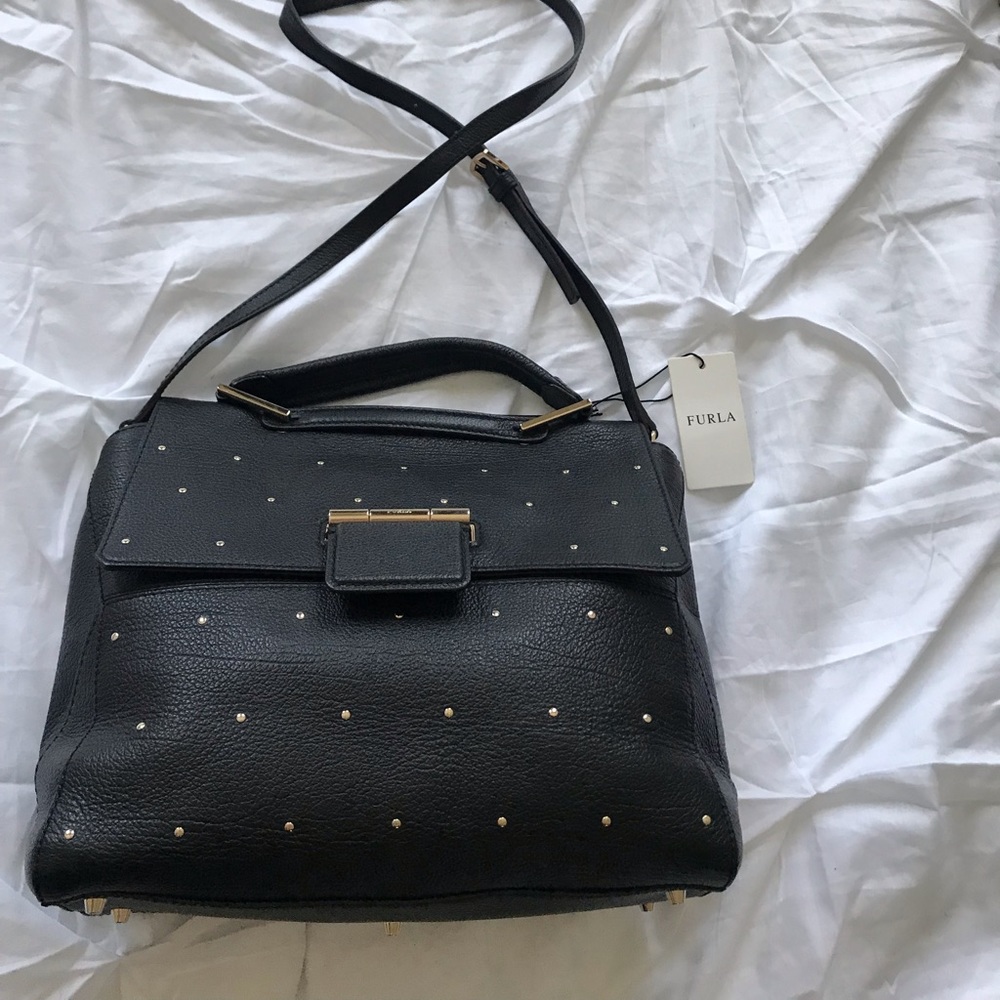Furla Gold Studded Bag w/ Removable Strap